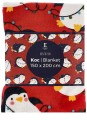 KOC ŚWIĄTECZNY W PINGWINY 150X200 CM  BOŻE NARODZENIE WINTER FUN