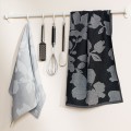 Ścierka  / Ręcznik kuchenny SOFIKO 50x70 cm  Elegancki  wzór w kwiaty - Bawełna  - Kolor Czarny i Szary
