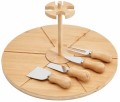 Deska do serów z 4 akcesoriami na stojaku Tadar 33 x 1,5 cm – bambusowa