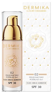 DERMIKA Luxury Ceramides 4w1 – Pielęgnacyjny podkład do twarzy z ceramidami, odcień 02, SPF 30, 30 ml