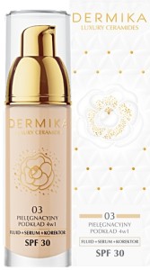 DERMIKA Luxury Ceramides 4w1 – Pielęgnacyjny podkład do twarzy z ceramidami, odcień 03, SPF 30, 30 ml