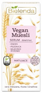 Bielenda Vegan Muesli – Matujące serum do twarzy owies + pszenica + mleczko ryżowe, 30 ml