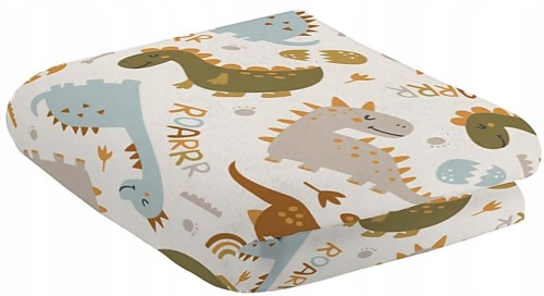 JURASSIC KOC 130x170 cm – WZÓR W DINOZAURY -  PRZYTULNY KOC Z MOTYWEM DINOZAURÓW