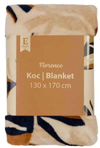 KOC W BOTANICZNY WZÓR LIŚCIE - FLORENCE  - 130 X170 CM