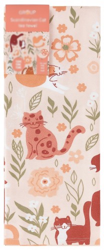 CATNIP – BAWEŁNIANA ŚCIERKA KUCHENNA W KOTY 45x65 cm - koty kotki