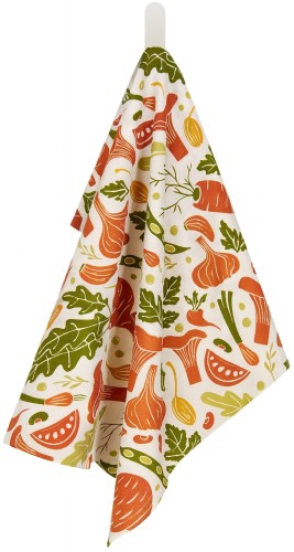 VEGGIES – ŚCIERKA KUCHENNA BAWEŁNIANA – 45x65 CM - Wzór w warzywa  i grzyby