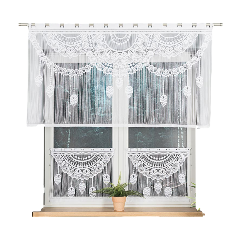 Gotowa firanka Żakardowa - Makrama MAHIKA  , szerokość 160 x wysokość 90cm,