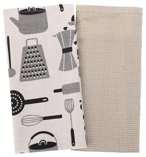 Zestaw 2 Szarych Ręczników Kuchennych MORAJ – 40x60 cm – 100% Bawełna