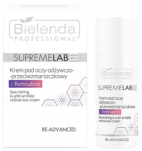 Bielenda SupremeLab Re-Advanced Odżywczo-przeciwzmarszczkowy krem pod oczy z Retinalem – 15 ml