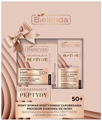 Zestaw Prezentowy Bielenda Peptydy 50+ – Kompleksowa Pielęgnacja - Krem ujędrniająco-liftingujący +  Krem pod oczy i na powieki 2w1