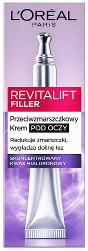 L'ORÉAL PARIS Revitalift Filler – Krem Pod Oczy z Kwasem Hialuronowym -15 ml - Ujędrnia, Redukuje Zmarszczki