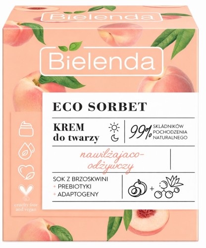 Bielenda ECO SORBET – Nawilżająco-odżywczy krem do twarzy Brzoskwinia, 50 ml