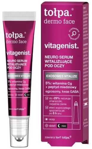 TOŁPA DERMO FACE VITAGENIST – SERUM WITALIZUJĄCE POD OCZY Redukcja zmarszczek Rozjaśnienie  Efekt wypoczętego spojrzenia  15 ml