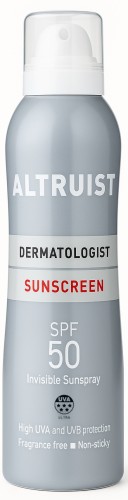 Altruist Invisible Sunspray SPF 50 Spray przeciwsłoneczny do twarzy i ciała | 200 ml | Wodoodporny | Transparentna formuła