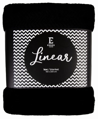 Czarny Koc LINEAR 150x200 ZYGZAK