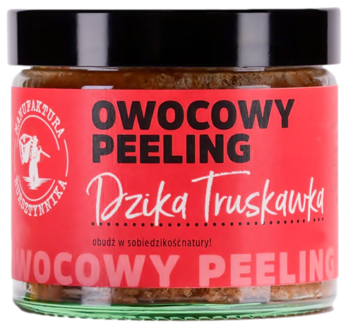 Manufaktura Bursztynnika -Owocowy peeling do ciała Dzika Truskawka – 120 ml Naturalne złuszczanie i odżywienie skóry