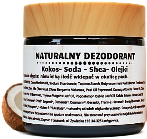 Naturalny dezodorant Kokos – Soda – Shea – Olejki -   Kopiec zdrowia  -  Dezodorant w kremie  - 60 ml