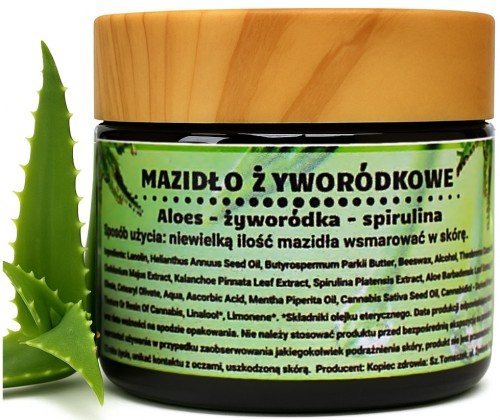 Mazidło Żyworódkowe z aloesem i spiruliną-  Kopiec zdrowia  - Naturalna pielęgnacja skóry wymagającej regeneracji 60 ml