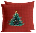 POSZEWKA DEKORACYJNA ŚWIĄTECZNA KRATA Z CHOINKĄ, BAJKOWE ŚWIĘTA 40×40 cm  TYPU VELVET