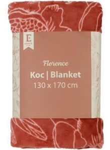 POMARAŃCZOWY KOC W KWIATY - FLORENCE  - 130 X170 CM