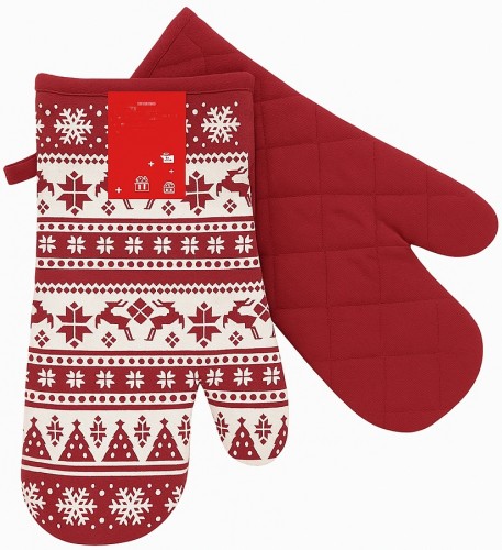 CHRISTMASSY KOMPLET MRed – ŚWIĄTECZNY ZESTAW RĘKAWIC KUCHENNYCH