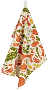 VEGGIES – ŚCIERKA KUCHENNA BAWEŁNIANA – 45x65 CM - Wzór w warzywa  i grzyby