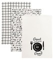 GOOD FOOD GOOD MOOD – komplet 3 ścierek kuchennych 40×60 cm  100%  bawełny, doskonale chłoną wode