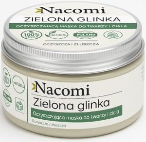 Nacomi Zielona Glinka – oczyszczająca  do twarzy i ciała  65 g - skóra mieszana trądzikowa