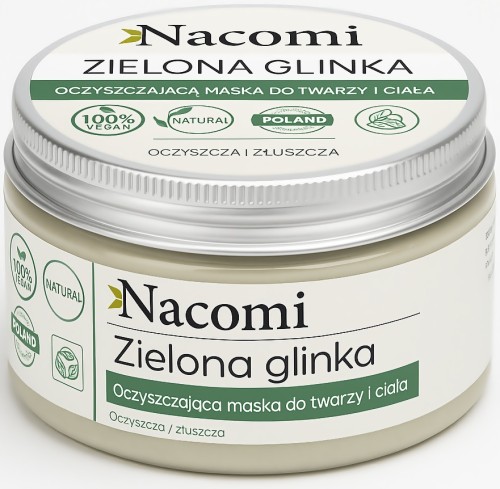 Nacomi Zielona Glinka – oczyszczająca  do twarzy i ciała  65 g - skóra mieszana trądzikowa