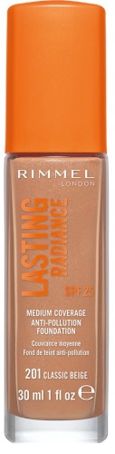 Rimmel Lasting Radiance – Podkład rozświetlający z SPF 25 | 30 ml odcień 201 Classic Beige