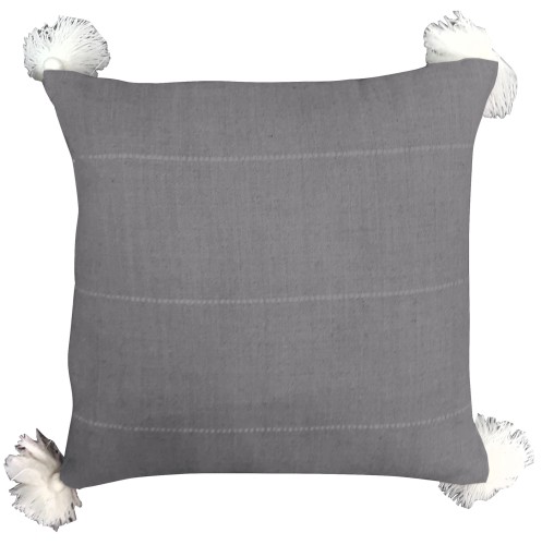Szara poszewka dekoracyjna z frędzlami WOOLLY 45X45 CM