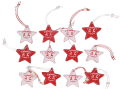 Białe i czerwone zawieszki świąteczne 12 szt - Gwiazdki