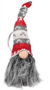 Skrzat z czapką śnieżynki na szarym tle 20 cm           