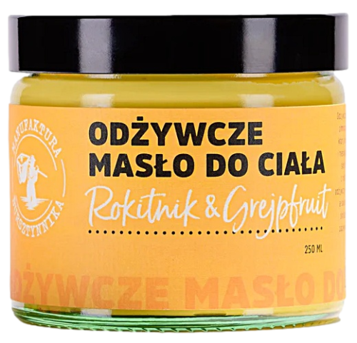 Manufaktura Bursztynnika -  Naturalne Odżywcze Masło do Ciała Rokitnik & Grejpfrut – 250 ml - Regeneruje Nawilża