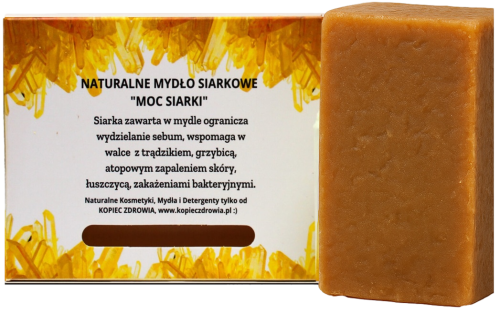 100% NATURALNE MYDŁO SIARKOWE – 130 g-    Kopiec zdrowia  -  do skóry trądzikowej, problematycznej