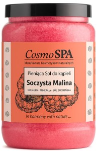 CosmoSPA – Pieniąca sól do kąpieli z kolagenem i minerałami -  Soczysta malina – 550 g