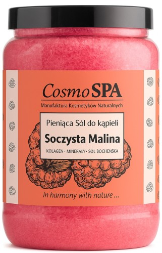 CosmoSPA – Pieniąca sól do kąpieli z kolagenem i minerałami -  Soczysta malina – 550 g