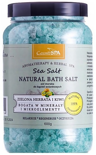 CosmoSPA – Sól do kąpieli kłodawska z minerałami -   Zielona herbata i kiwi – 600 g