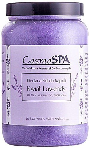 Pieniąca sól uzdrowiskowa do kąpieli z kolagenem i minerałami – kwiat lawendy 550 g CosmoSPA