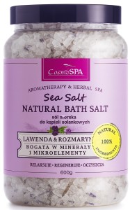 CosmoSPA  Naturalna sól morska do kąpieli LAWENDA & ROZMARYN z suszonymi ziołami 600 g
